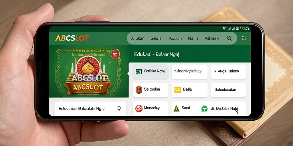 Tampilan antarmuka ABCSLOT yang menarik untuk belajar ngaji.
