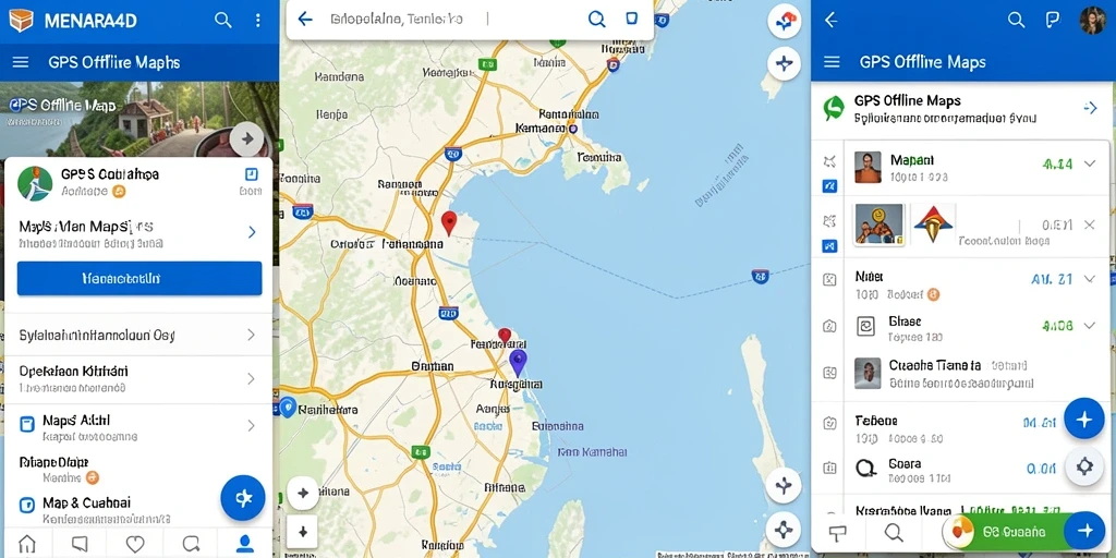 Antarmuka MENARA4D yang intuitif dan informatif untuk GPS Offline Maps.